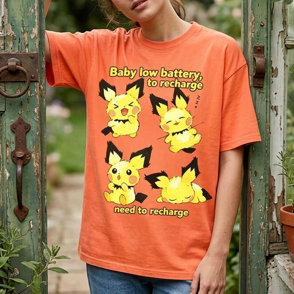 Baby Low Battery Need To Recharge Vintage Washed Tee
