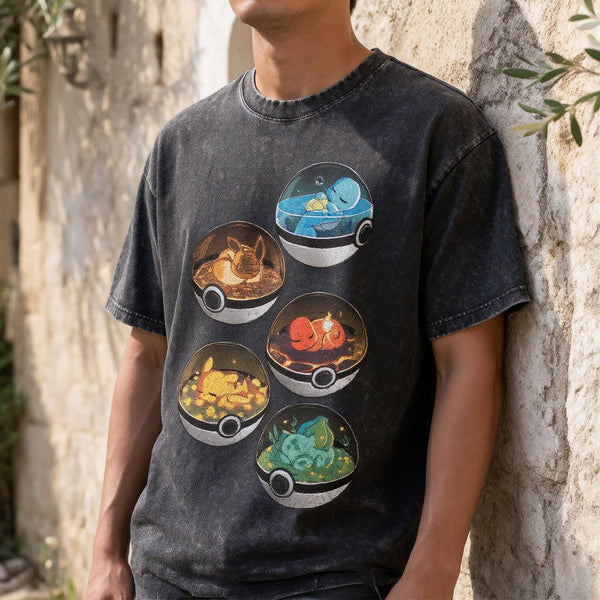 Five Pokémon Sleep Unisex Vintage Washed Tee
