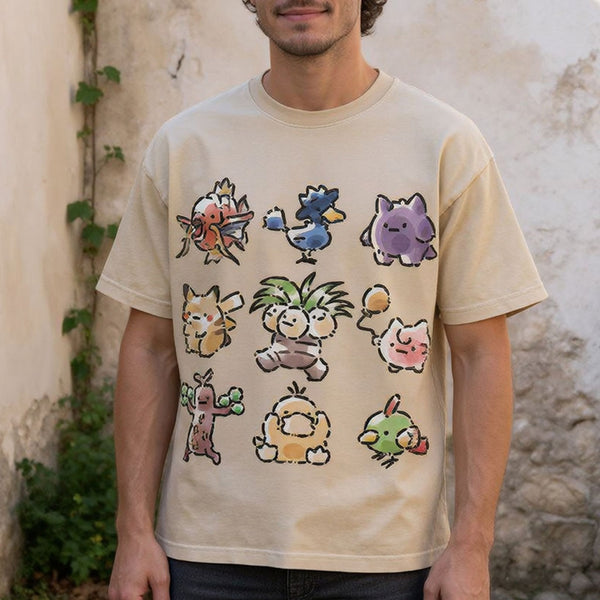 Cute Chibi Pokemon Unisex Vintage Washed Tee