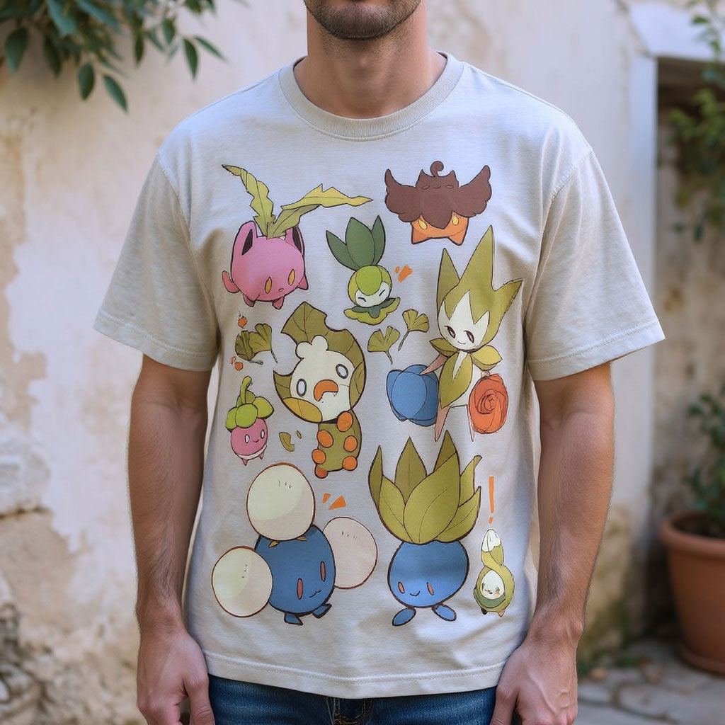 Grass Pokemon Squad Unisex Vintage Washed Tee