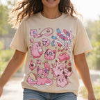 Pink Pok¡§|mon Friends Unisex Vintage Washed Tee