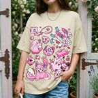 Pink Pok¡§|mon Friends Unisex Vintage Washed Tee