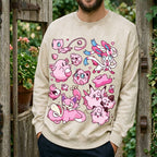 Pink Pok¡§|mon Friends Unisex Vintage Washed Tee