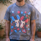 Pok¡§|mon Plusle And Minions Unisex Vintage Washed Tee