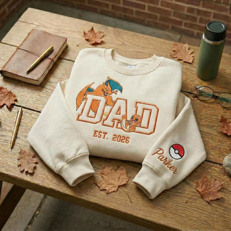Custom Embroidered Anime Sweatshirt, Personalized PokaDad Character Hoodie