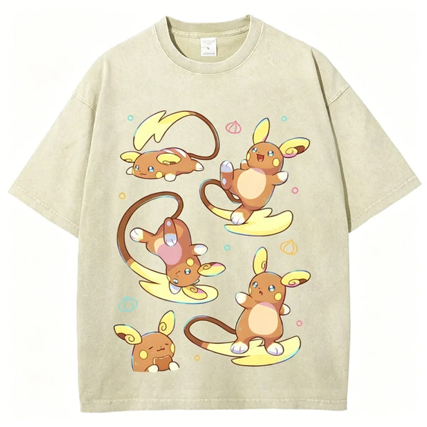 Raichu Possesses Electricity And Superpowers Unisex Vintage Washed Tee