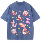 Pink Star Fairy Pokemon Group Cartoon Tee | Pokemon Anime