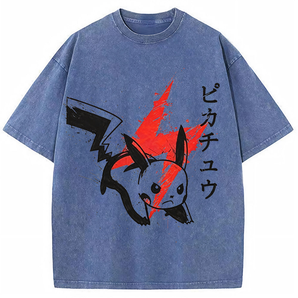 Ink Art Pikachu Splash Graphic Tee | Pokemon Anime Secondary image