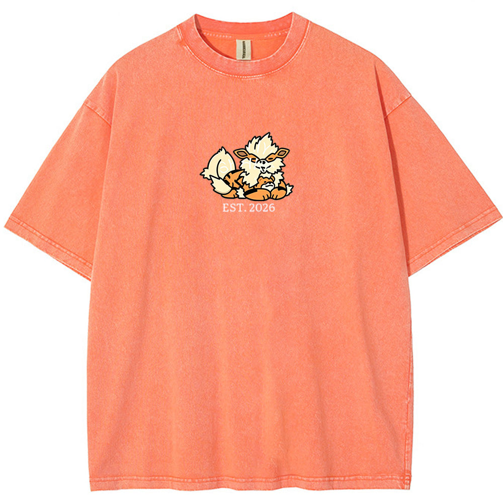 Cute Parent & Kid Arcanine Vintage Washed T-Shirt Secondary image