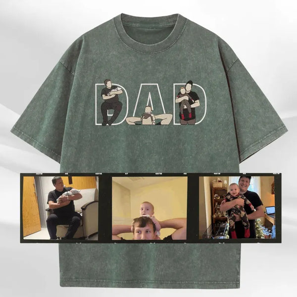 Personalized Dad Embroidered Washed Shirt