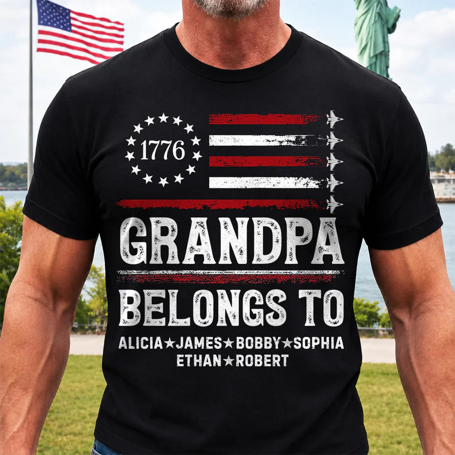 Proud American Grandpa Custom Kids Names Father's Day Gift For Dad, Grandpa Secondary image