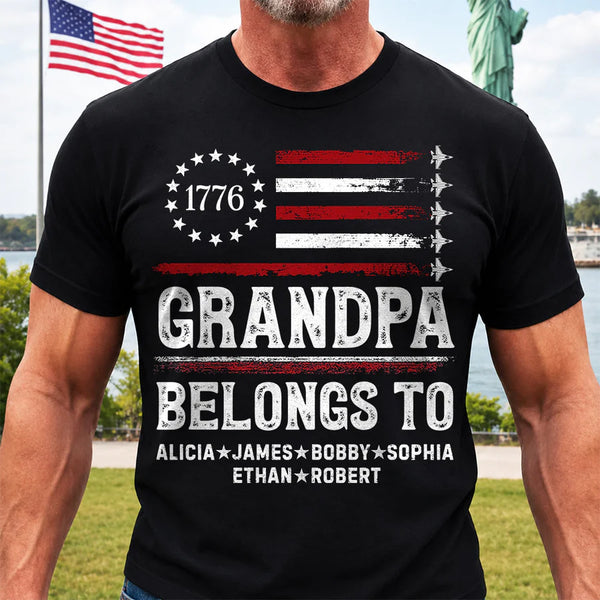 Proud American Grandpa Custom Kids Names Father's Day Gift For Dad, Grandpa