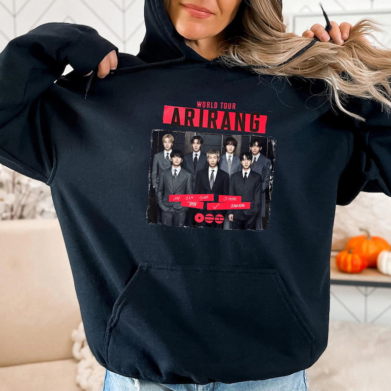BTS Arirang World Tour T-Shirt, Bangtan 2026 Concert Sweatshirt, Merch Hoodie for Kpop Fan