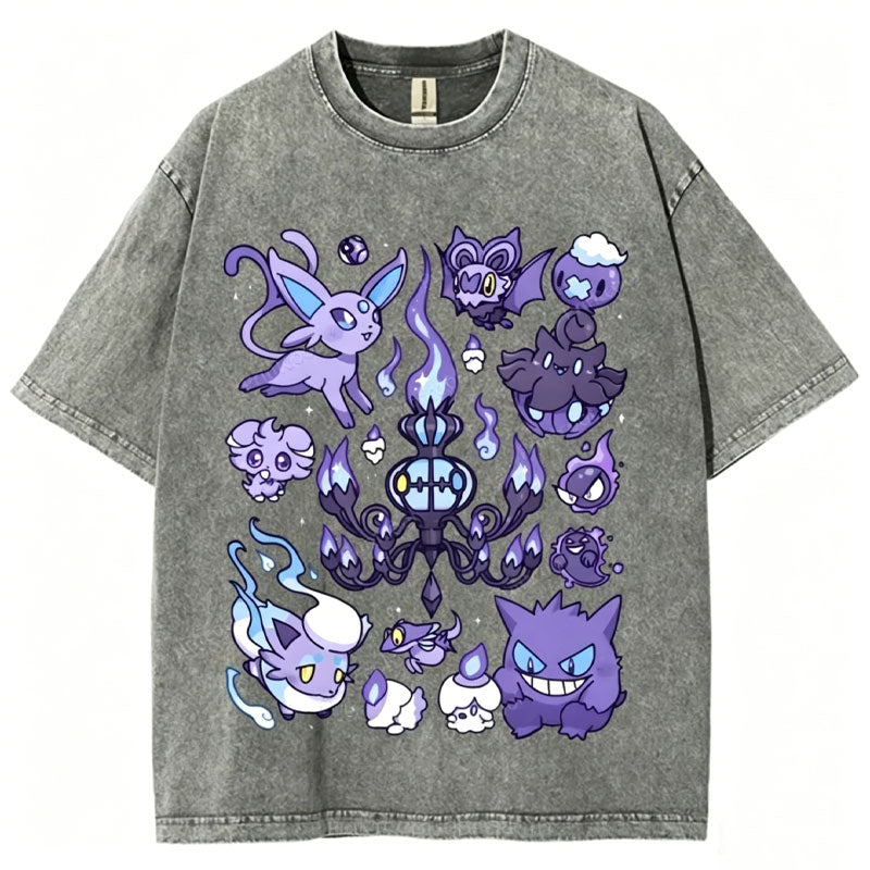 Ghost Type Pokémon Unisex Vintage Washed Tee