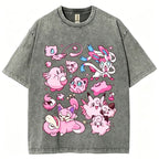 Pink Pok¡§|mon Friends Unisex Vintage Washed Tee