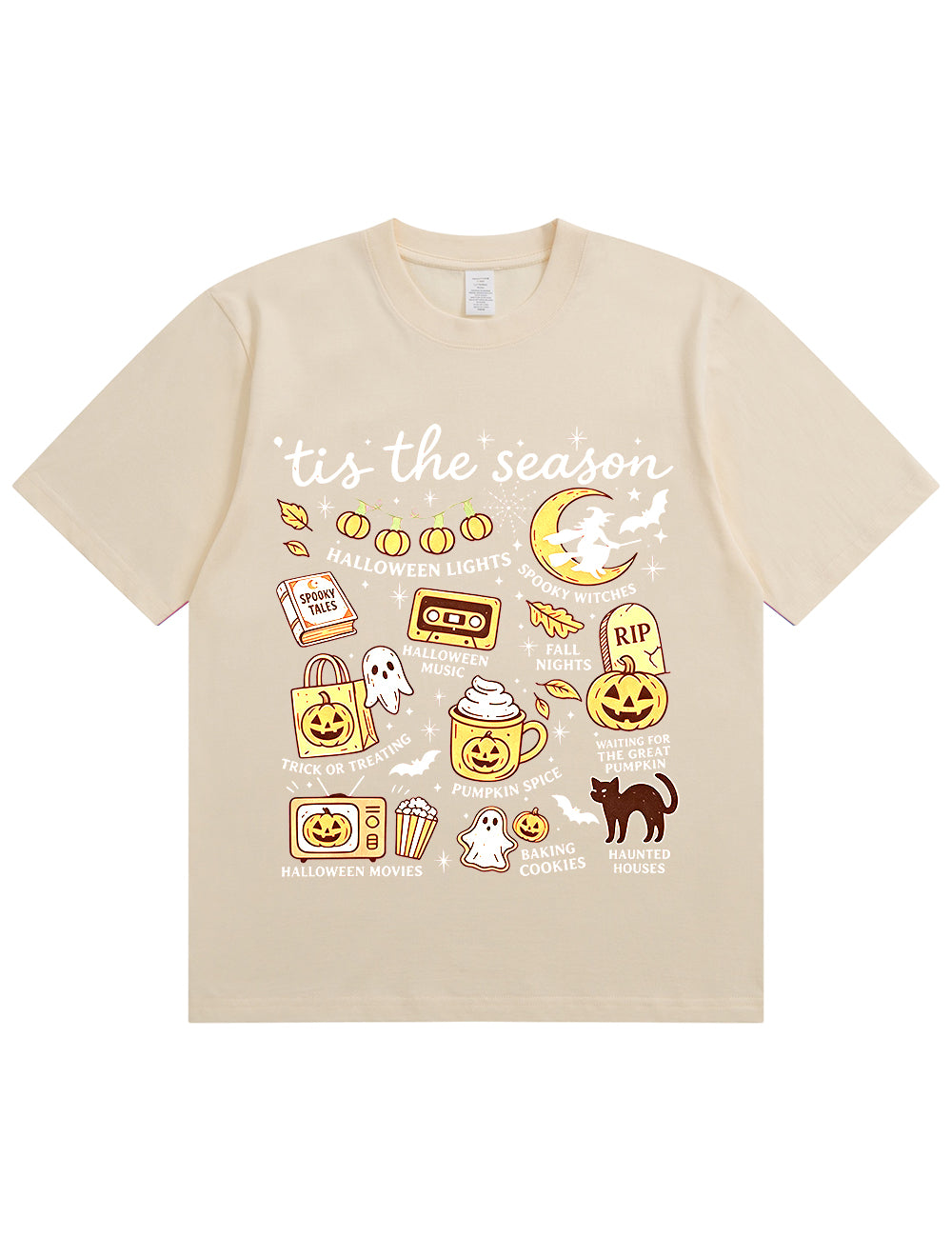 Tis The Season Halloween Doodle Graphic Cotton T Shirt