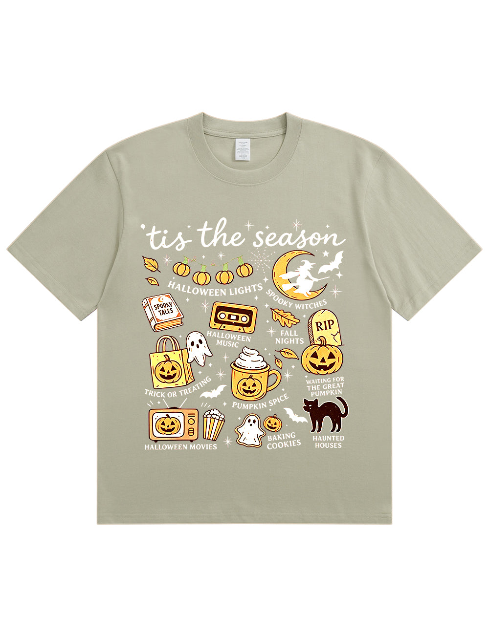 Tis The Season Halloween Doodle Graphic Cotton T Shirt