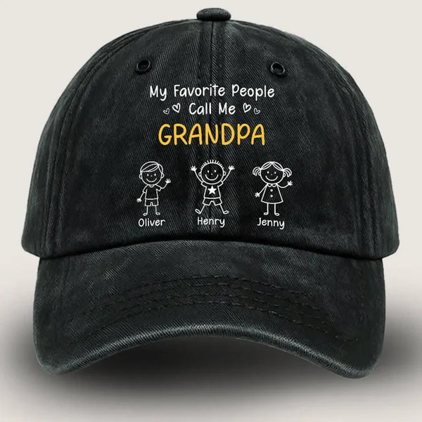 Custom Grandpa Denim Cap, My favorite People Hat