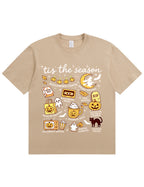 Tis The Season Halloween Doodle Graphic Cotton T Shirt