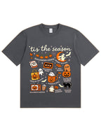 Tis The Season Halloween Doodle Graphic Cotton T Shirt
