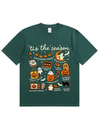 Tis The Season Halloween Doodle Graphic Cotton T Shirt