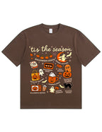 Tis The Season Halloween Doodle Graphic Cotton T Shirt