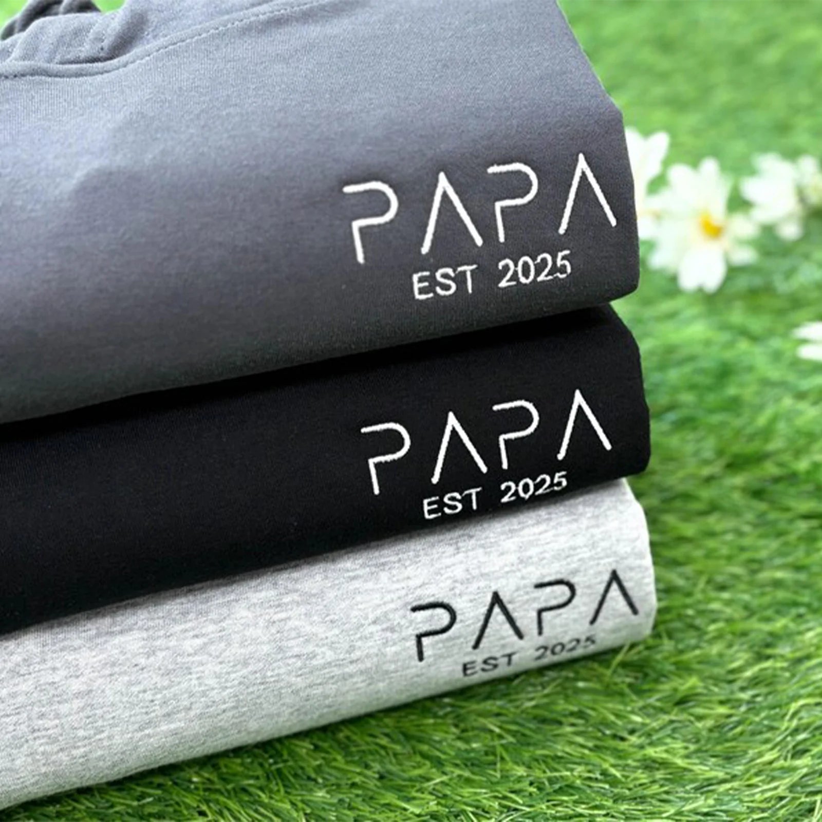 Personalized Papa Embroidered Sweatshirt | New Dad Gift & Father's Day Present Main image