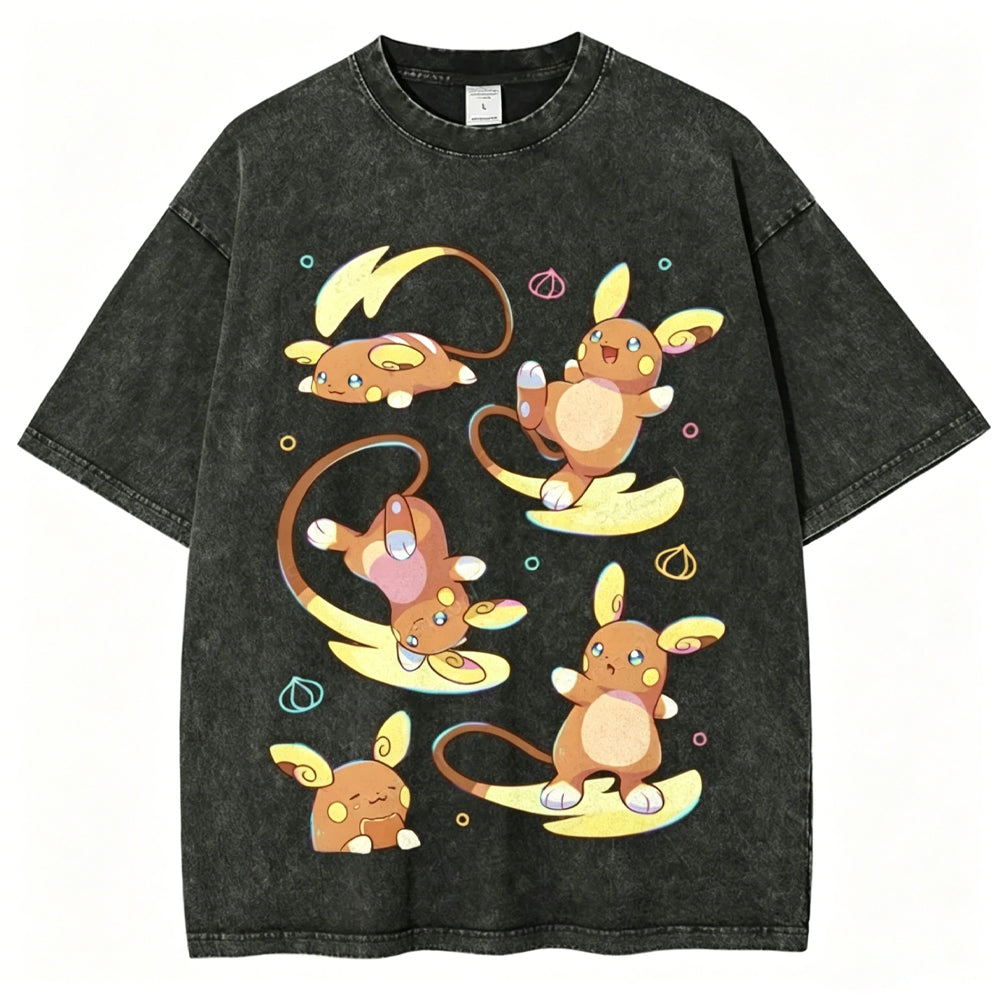 Raichu Possesses Electricity And Superpowers Unisex Vintage Washed Tee