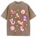 Pink Star Fairy Pokemon Group Cartoon Tee | Pokemon Anime