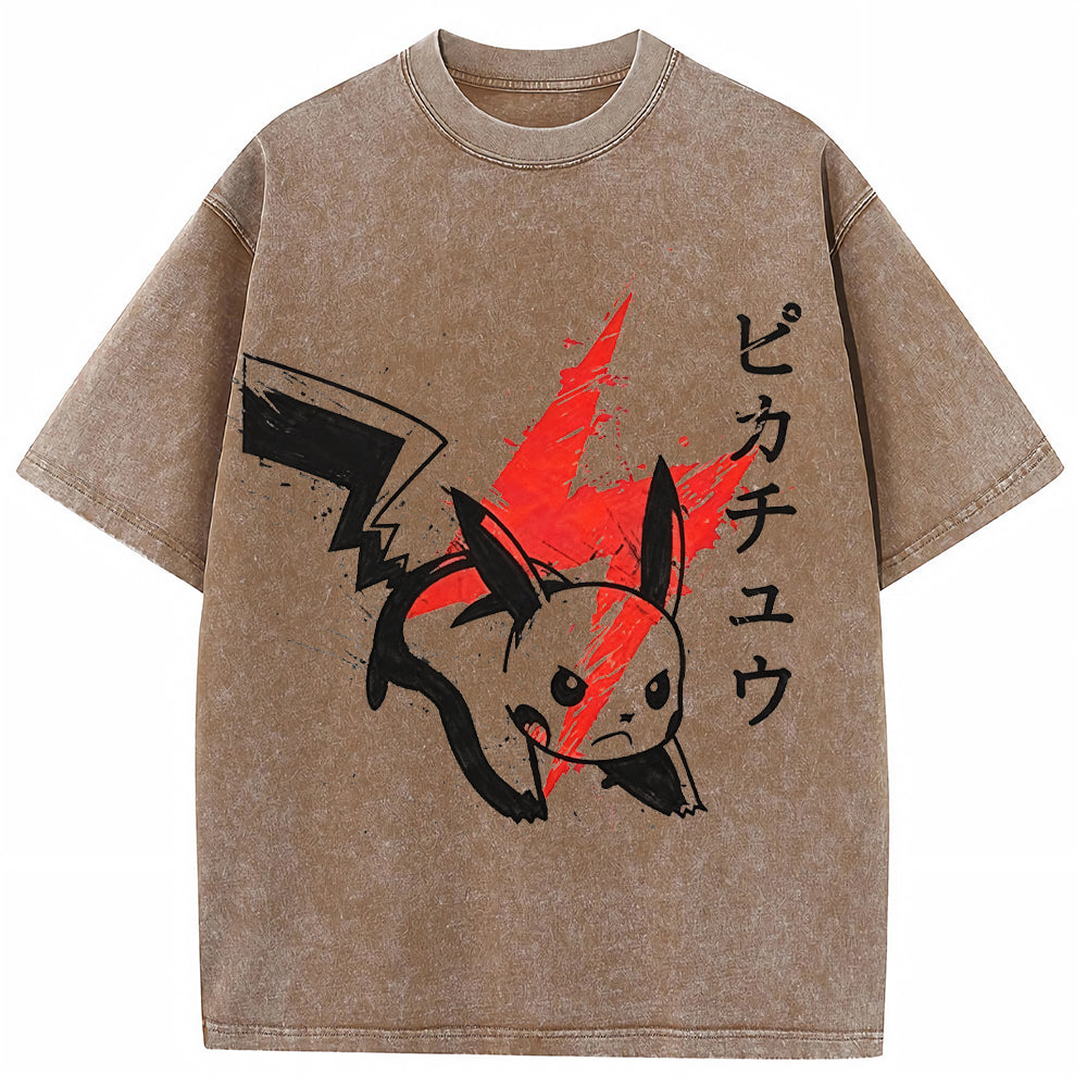 Ink Art Pikachu Splash Graphic Tee | Pokemon Anime