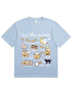Tis The Season Halloween Doodle Graphic Cotton T Shirt