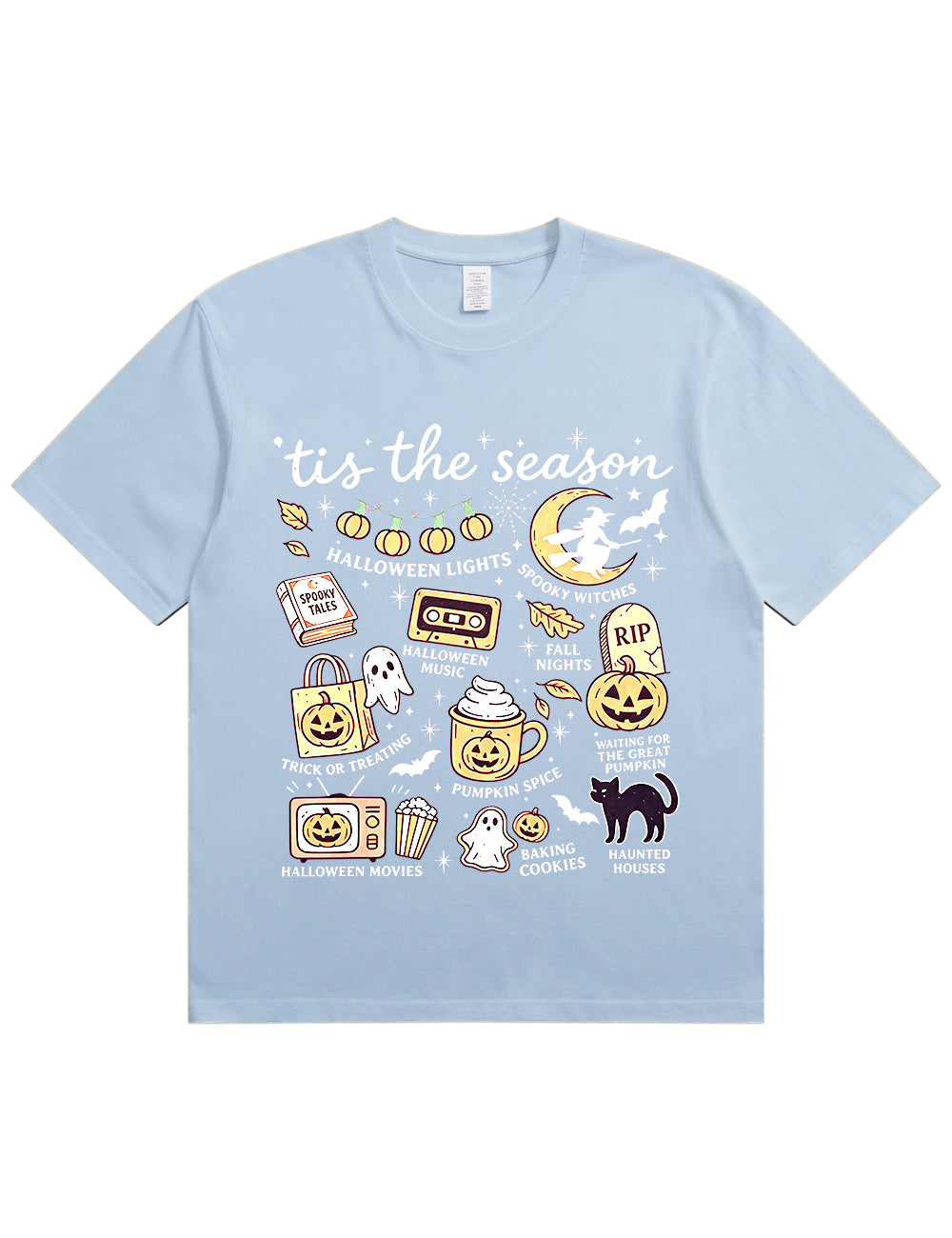 Tis The Season Halloween Doodle Graphic Cotton T Shirt