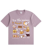 Tis The Season Halloween Doodle Graphic Cotton T Shirt