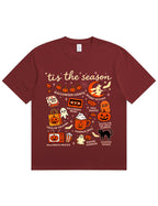 Tis The Season Halloween Doodle Graphic Cotton T Shirt