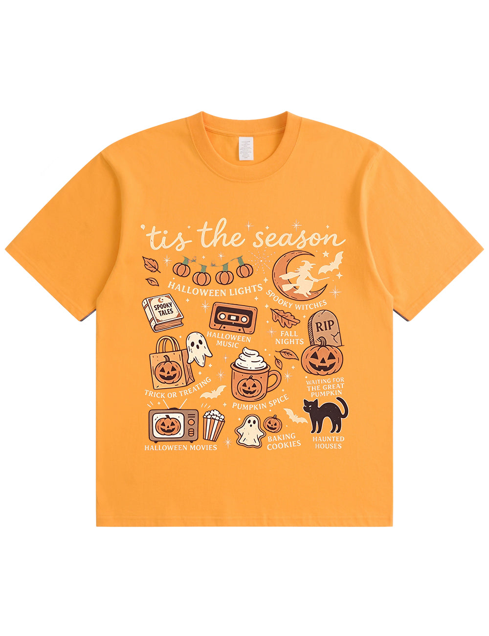 Tis The Season Halloween Doodle Graphic Cotton T Shirt