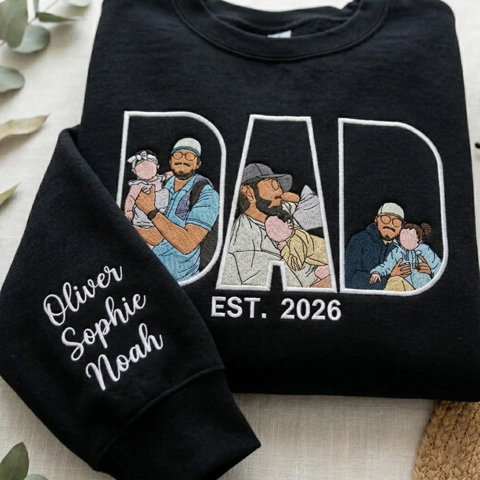 Custom Dad Embroidered Sweatshirt/ Shirt/ Hoodie With Photo Portrait, Personalized Father’s Day Gift Secondary image