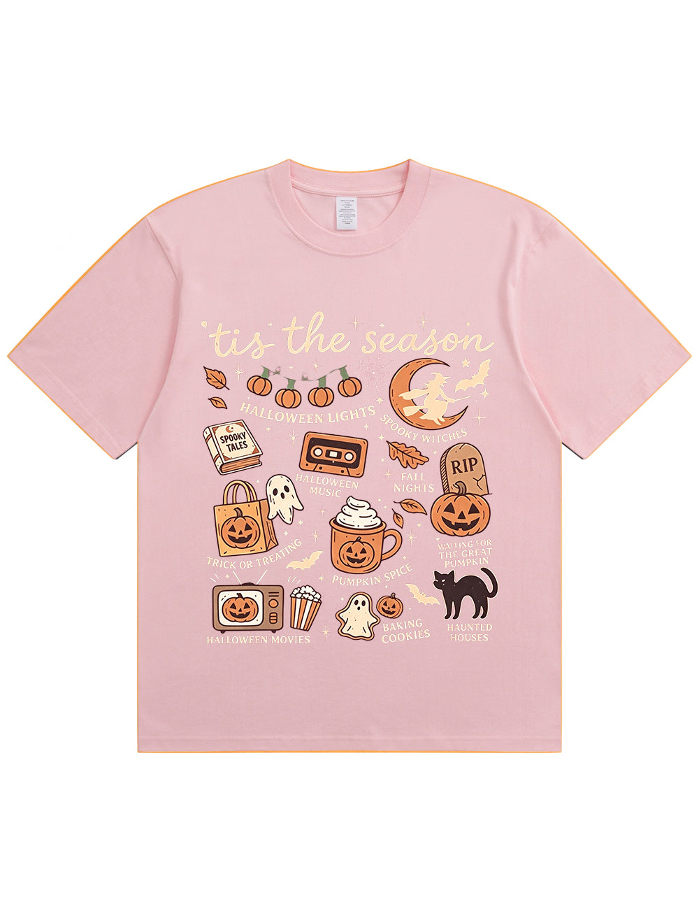 Tis The Season Halloween Doodle Graphic Cotton T Shirt