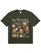 Tis The Season Halloween Doodle Graphic Cotton T Shirt
