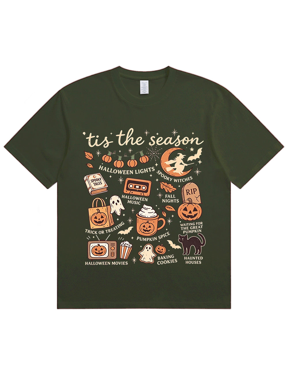 Tis The Season Halloween Doodle Graphic Cotton T Shirt