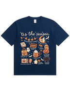 Tis The Season Halloween Doodle Graphic Cotton T Shirt