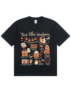 Tis The Season Halloween Doodle Graphic Cotton T Shirt