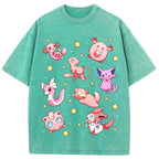 Pink Star Fairy Pokemon Group Cartoon Tee | Pokemon Anime