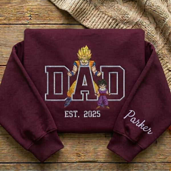 Custom Super Saiyan Dad Shirt, Personalized Anime Father's Day Gift