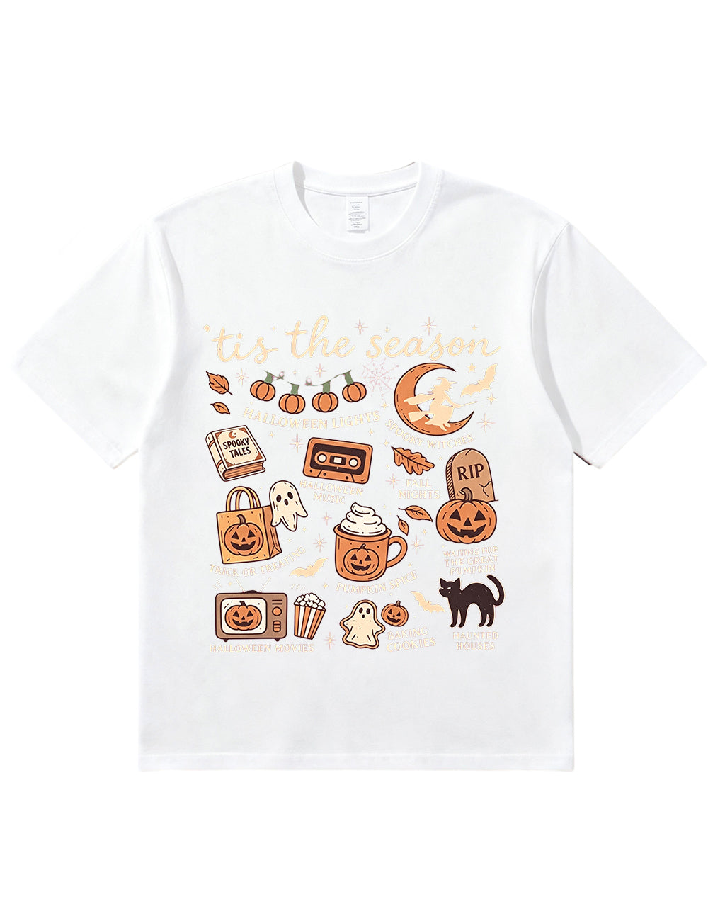 Tis The Season Halloween Doodle Graphic Cotton T Shirt
