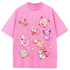 Pink Star Fairy Pokemon Group Cartoon Tee | Pokemon Anime