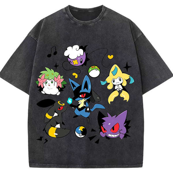 Classic Mix Lucario Collection Cartoon Tee | Pokemon Anime