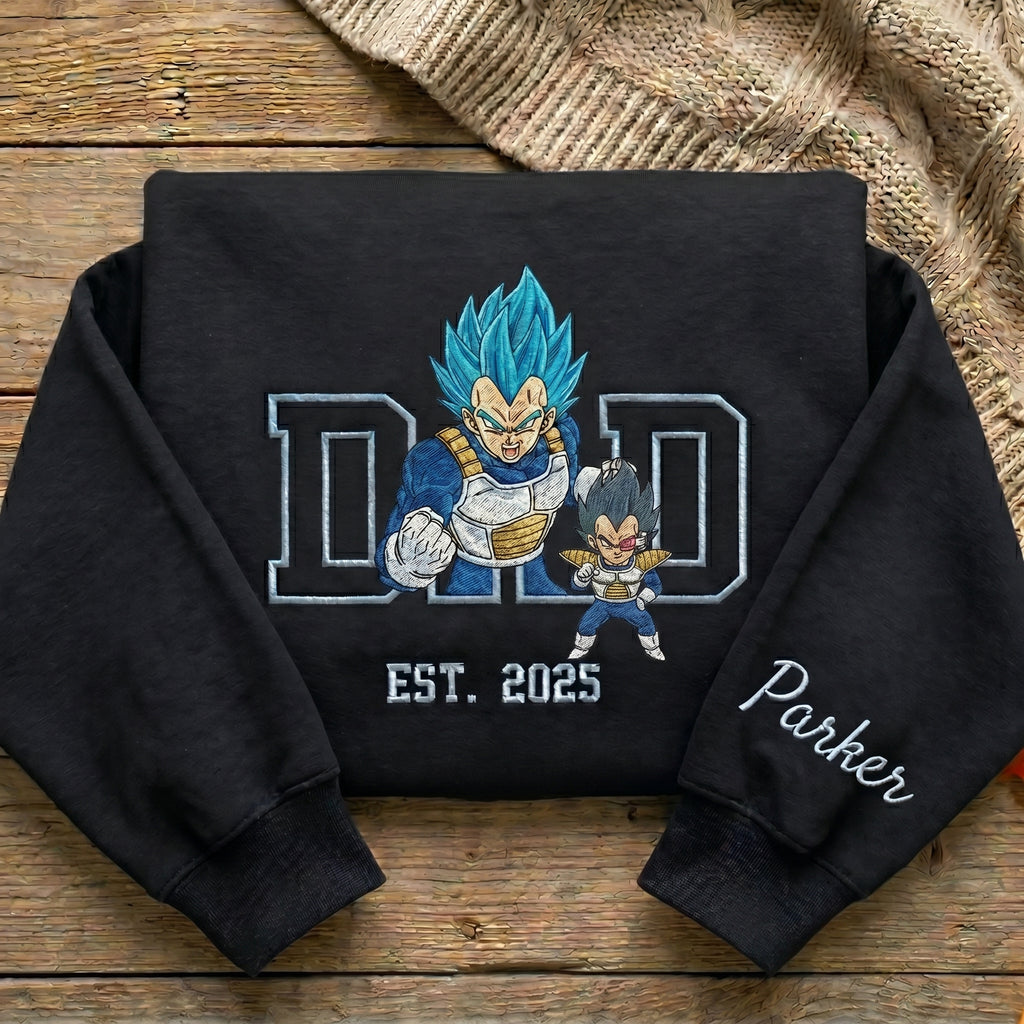 Embroidered Anime Dad Shirt, Personalized Anime Father's Day Gift