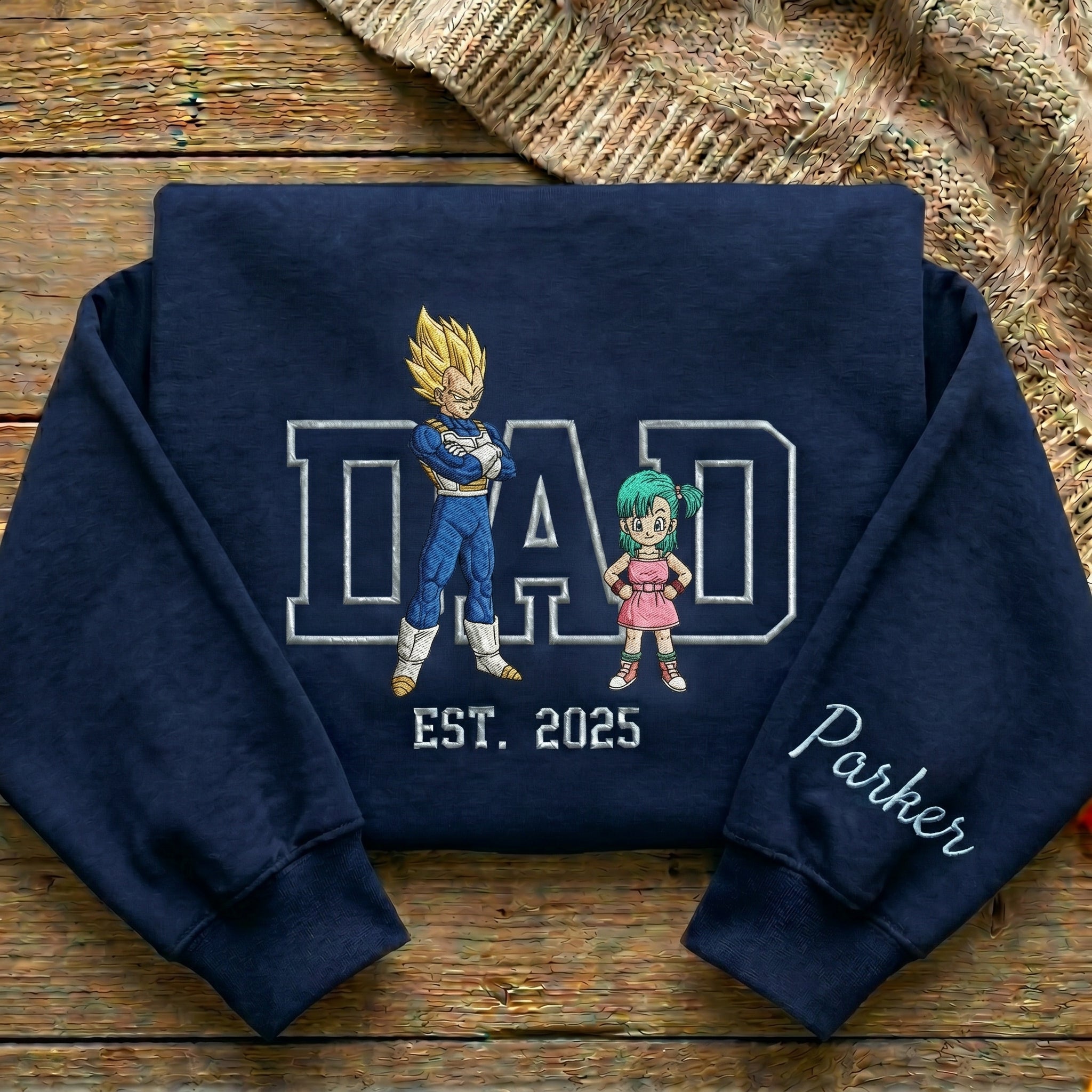 Embroidered Anime Dad Shirt – Personalized Father & Kids Name, Year Main image
