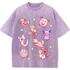 Pink Star Fairy Pokemon Group Cartoon Tee | Pokemon Anime