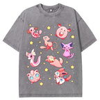 Pink Star Fairy Pokemon Group Cartoon Tee | Pokemon Anime